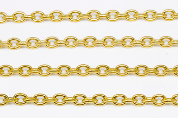 18K Gold Plated Stainless Steel 6x4.5mm Cable Chain - Sold By 6 Inches