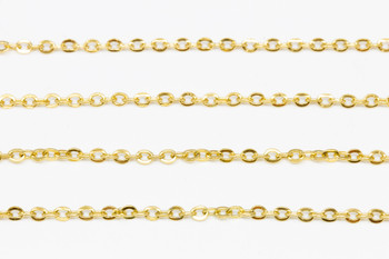 18K Gold Plated Stainless Steel 2x3mm Cable Chain - Sold By 6 Inches