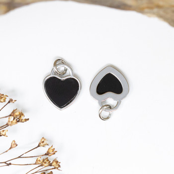 Black Onyx Polished Gold Plated 14mm Heart Charm
