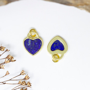 Lapis 14mm Heart Gold Charm