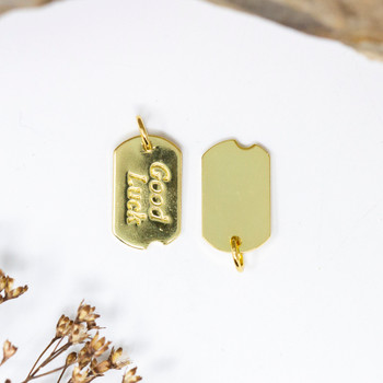 18K Gold Plated 15x9mm Good Luck Tag Charm