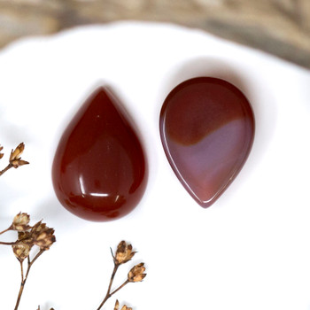 Carnelian Polished 13x18mm Drop Cabochon - Dark