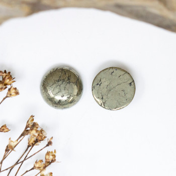 Pyrite Polished 10mm Coin Cabochon