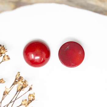 Red Bamboo Coral Polished 10mm Coin Cabochon