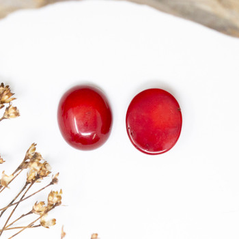 Red Bamboo Coral Polished 10x12mm Oval Cabochon