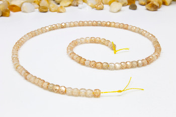 Zircon CZ AA Grade Polished Light Peach 3x4mm Faceted Rondelle