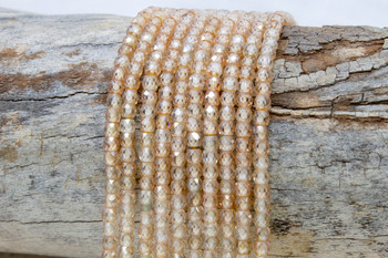 Zircon CZ AA Grade Polished Light Peach 3x4mm Faceted Rondelle