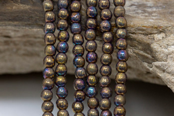 Czech Glass 3mm  Round -- Oxidized Bronze Clay