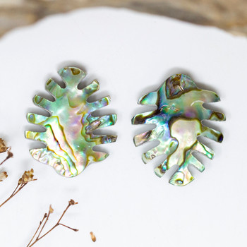 Abalone Polished 19x24mm Double Sided Monstera Leaf Bead