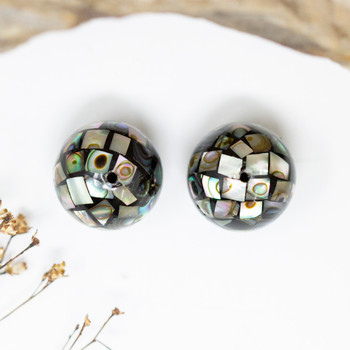 Abalone Polished 16mm Mosaic Round Bead