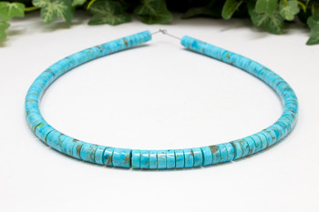 Kingman Turquoise Stabilized Polished 7mm Heishi -  Arizona