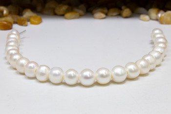 Freshwater Pearls Polished White 10mm Potato - 2mm Large Hole