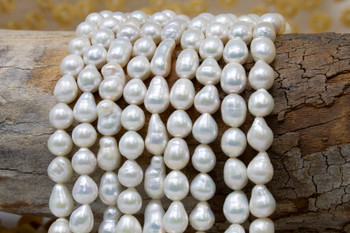 Freshwater Pearls Polished White 8x11-12mm Baroque