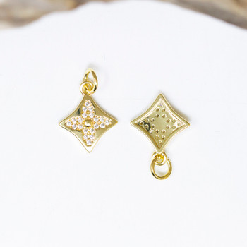 Gold Plated Micro Pave 12mm Diamond Cross Charm