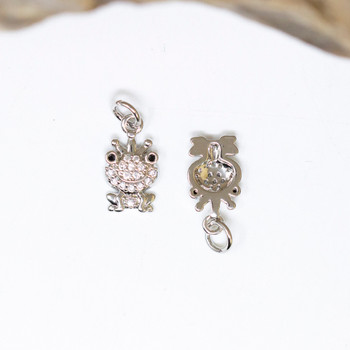 Silver Plated Micro Pave 11x8mm Frog Prince Charm