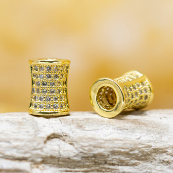 Gold Plated Micro Pave 10x8mm Vase Bead