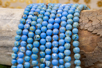 Reconstructed Manmade Turquoise & Shell 6mm Round - Sky Blue