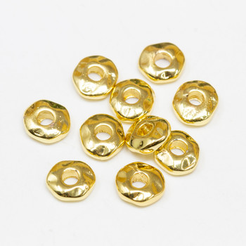 Large 2.5mm Hole 6x2mm Antique Gold Alloy Metal Smooth Heishi