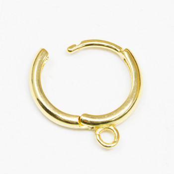 18K Gold Plated 13.5mm Hoop Earring with Ring - 1 Pair