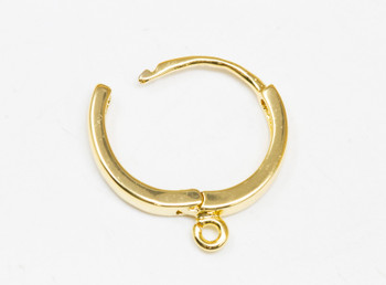 18K Gold Plated 16x3mm Hoop Earring with Ring - 1 Pair