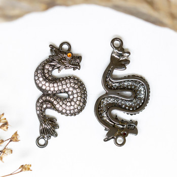 Gunmetal Plated Micro Pave 15x28mm Dragon Link