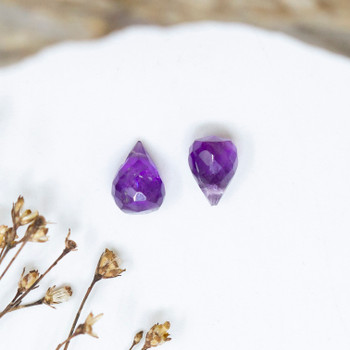 Amethyst Polished 6x8mm Faceted Drop