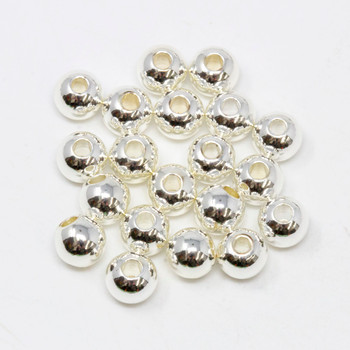 Sterling Silver Plated 5mm Round Anti Tarnish Coating - 20 Beads