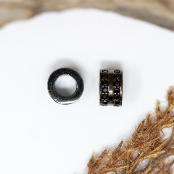 Black Plated Micro Pave 8x5x5.5mm Column Bead