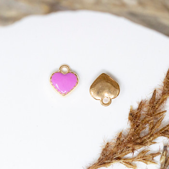 Gold Plated Enamel 7mm Lilac Heart Charm
