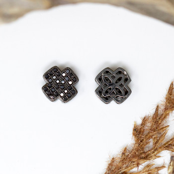 Micro Pave Black 10mm Multi Link Cross Bead