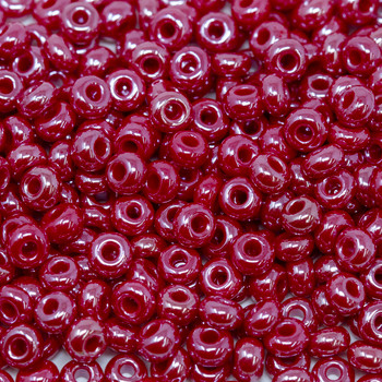 Size 6 Czech Seed Beads -- 677 Dark Red Luster