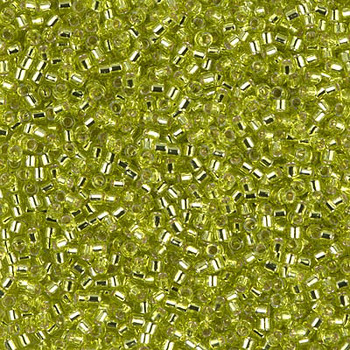 Delicas Size 11 Miyuki Seed Beads -- 147 Chartreuse / Silver Lined