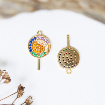 Gold Plated Micro Pave 16x9mm Multi Color Lollipop Charm