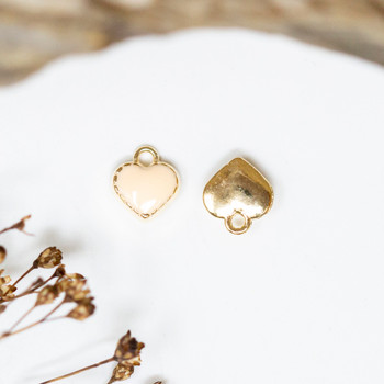 Gold Plated Enamel 7mm Peach Heart Charm