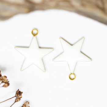 Enamel 18mm White Star Charm