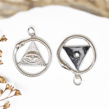 Rhodium Plated 20mm All Seeing Eye of Providence Pendant