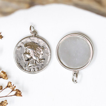 Platinum Plated 17.5mm Coin Charm