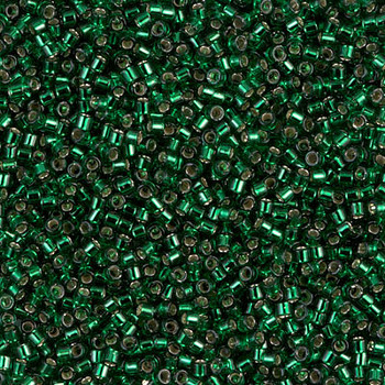 Delicas Size 11 Miyuki Seed Beads -- 148 Green / Silver Lined