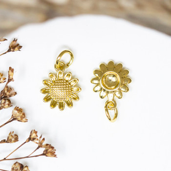 14K Gold Plated 10mm Sunflower Charm