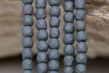 Fire Polish 3mm Faceted Round - Saturated Grey