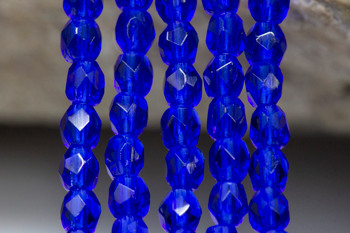 Fire Polish 3mm Faceted Round - Cobalt