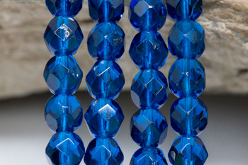 Fire Polish 6mm Faceted Round - Capri Blue