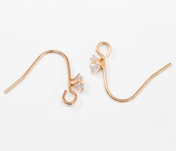 Rose Gold Plated Micro Pave 16mm  Earring Hooks - 1 Pair