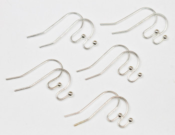 Silver Plated 22x12mm Ball French Hook Earring Wires - 5 Pairs