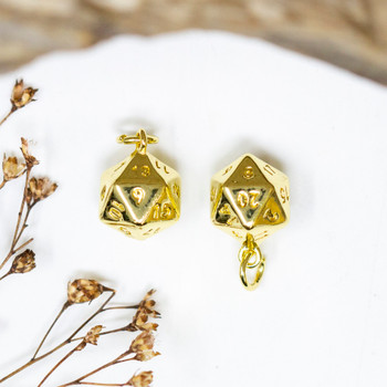 14K Gold Plated 9mm 20 Sided Dice Charm