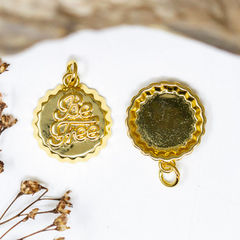 14K Gold Plated 16mm Be Free Bottle Cap Charm