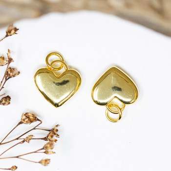 14K Gold Plated 13mm Puff Heart Lock Charm