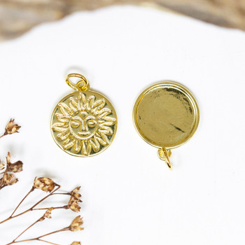 14K Gold Plated 14mm Sun Face Coin Charm