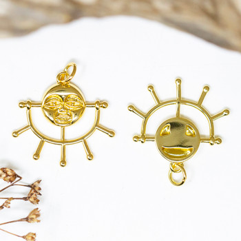 14K Gold Plated 21x23mm Radiant Moon Face Charm