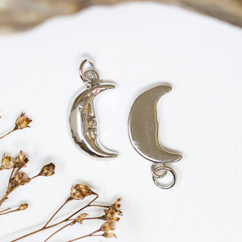 Platinum Plated 18x10mm Crescent Moon Face Charm